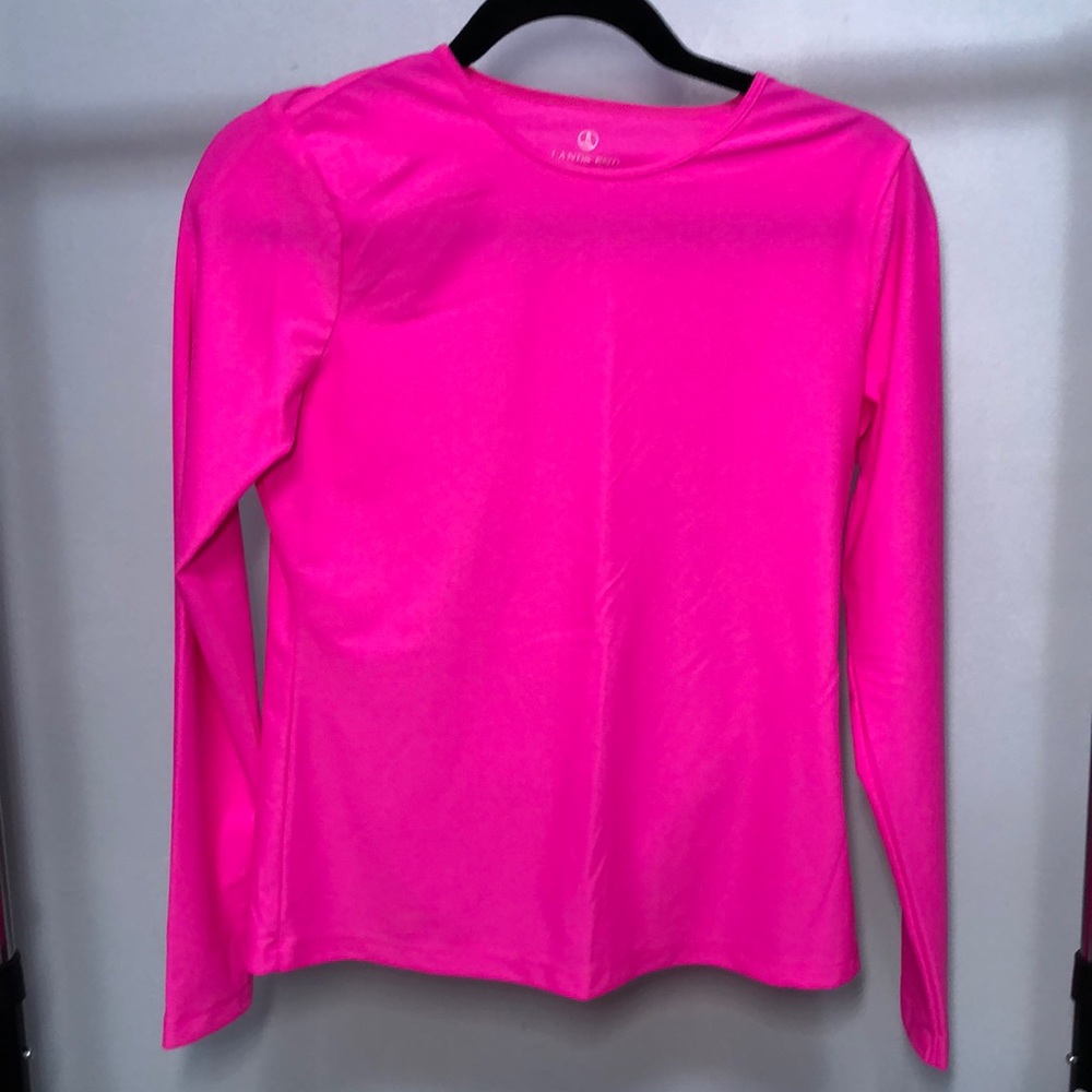 Lands end highlighter pink active long sleeve